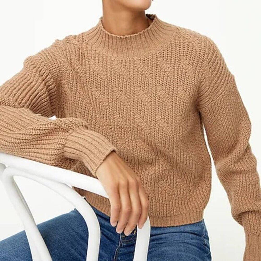 J Crew Plus Size Cable Knit Mockneck Sweater Women's Cotton Classic‎ Fit 2XL $89